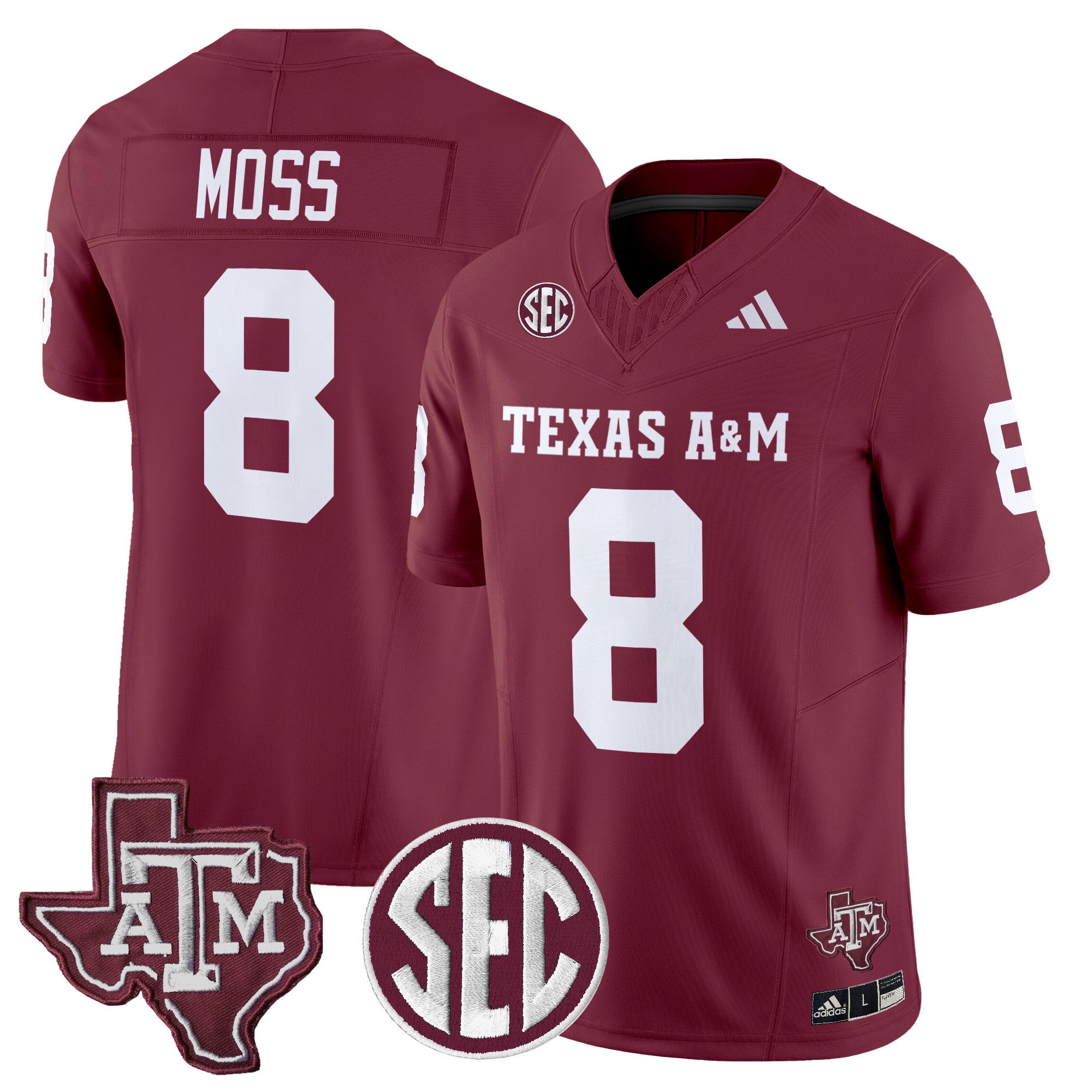 Men Texas A&M Aggies #8 Moss Red 2024 Vapor Limited NCAA Jersey style 1-0